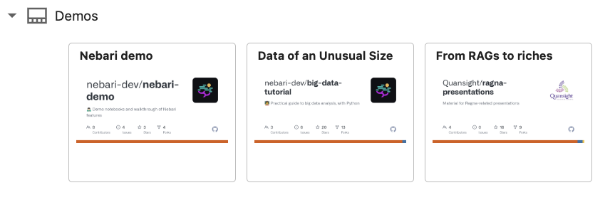 JupyterLab Gallery tiles on JupyterLab Launcher screen